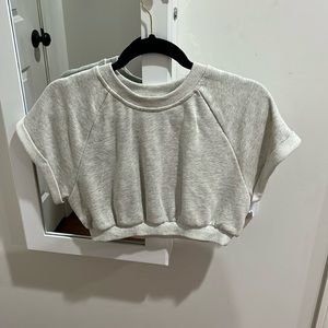 White/gray speckled Cotton Candy LA crop top